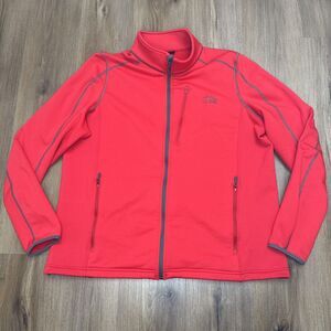 L.L. Bean Mens‎ 2XL Fleece Jacket Sweater Full Zip Red Gray XXL